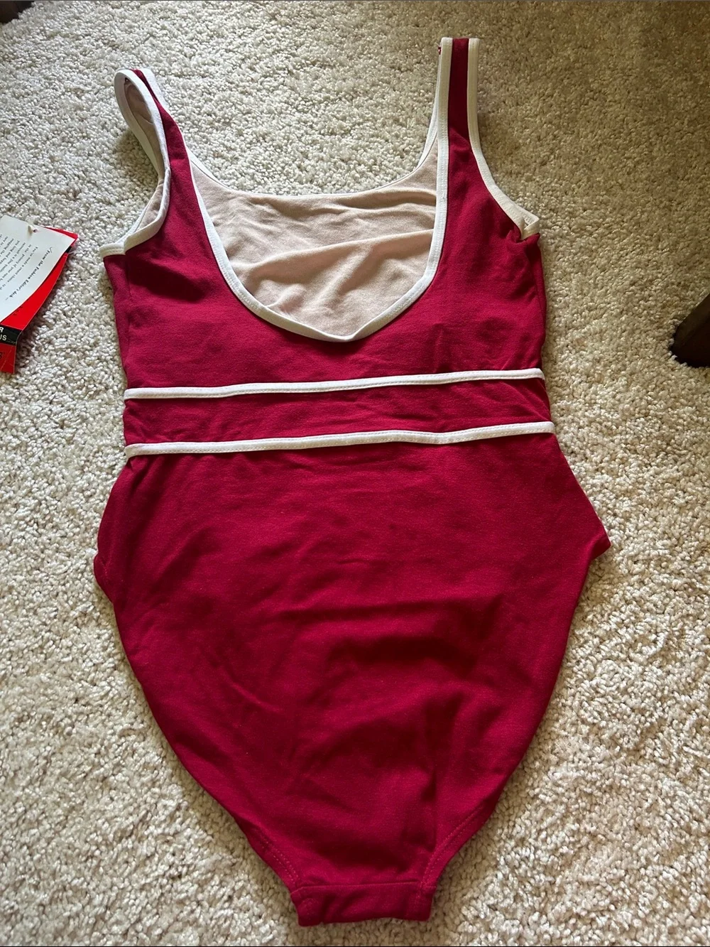 Newport News Red One-Piece Swimsuit with White Trim
